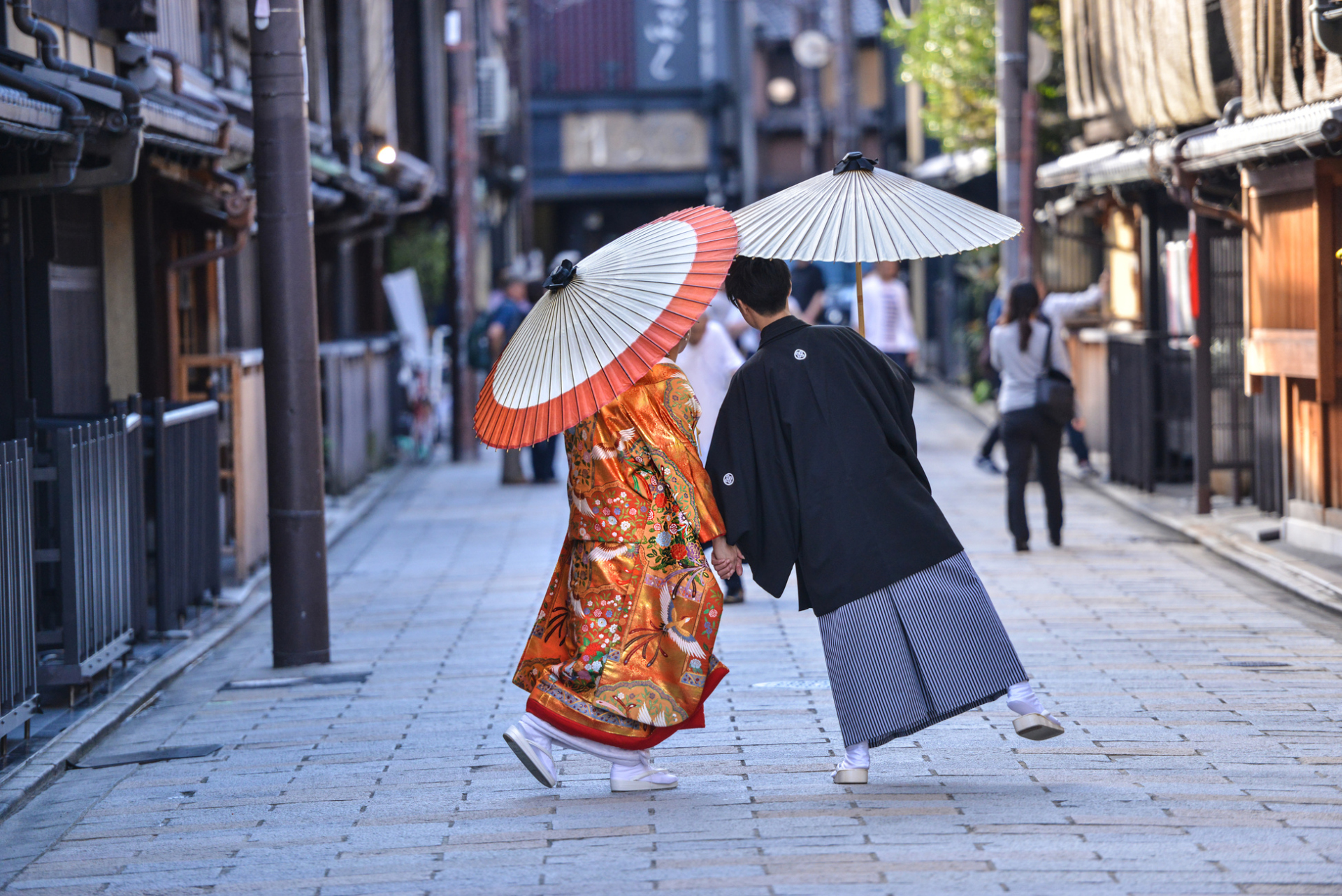 Couple japonais en kimono, Kyoto