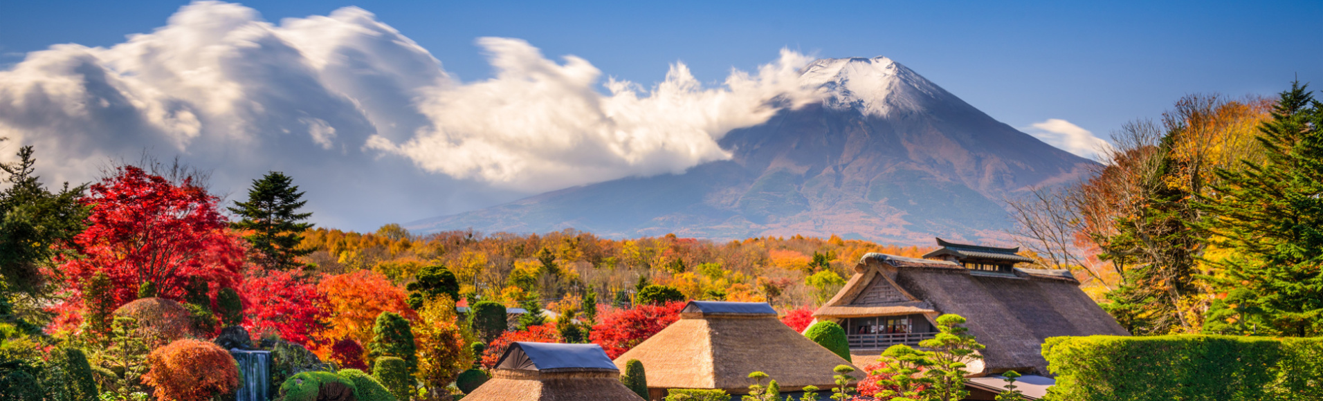 Mt. Fuji et village traditonnel à Oshinohakkai, Japon