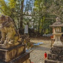 Statues de loin, temple shitoiste, Kyoto
